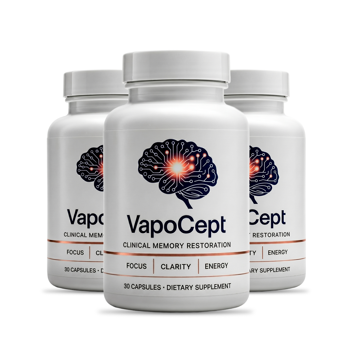VapoCept natural memory and cognitive support supplement three-bottle package